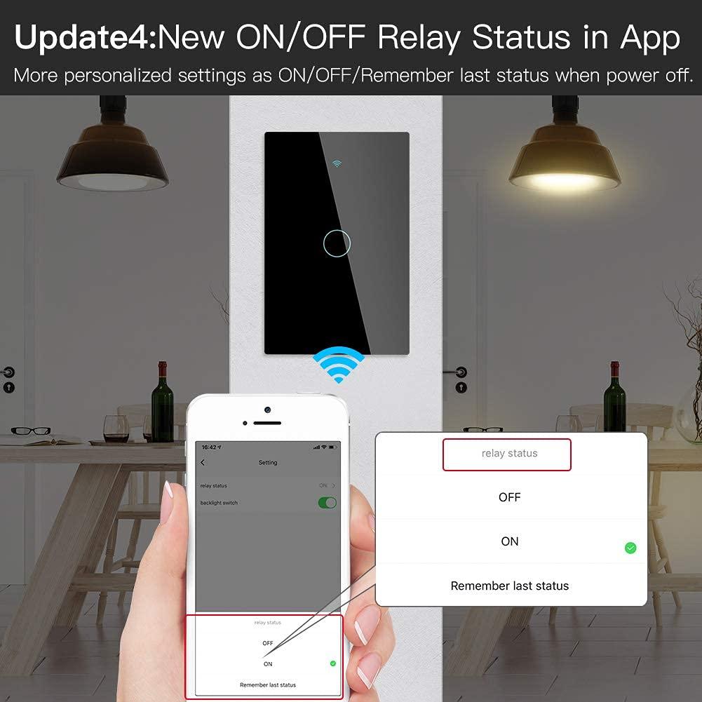 Interruptor de Luz Táctil Inteligente MOES ZigBee 1 Gang Negro