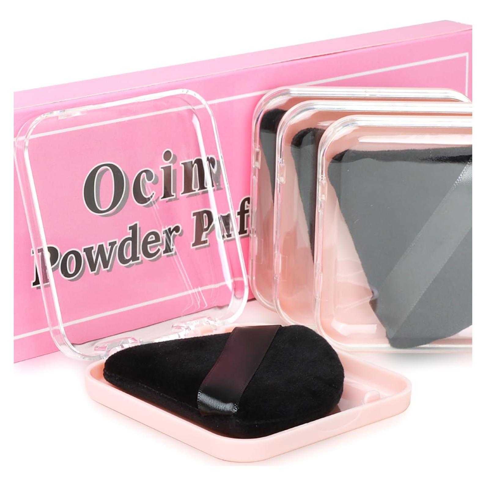 Puff de Polvo Facial Ocim 4 Pcs Velour Triangular Negro
