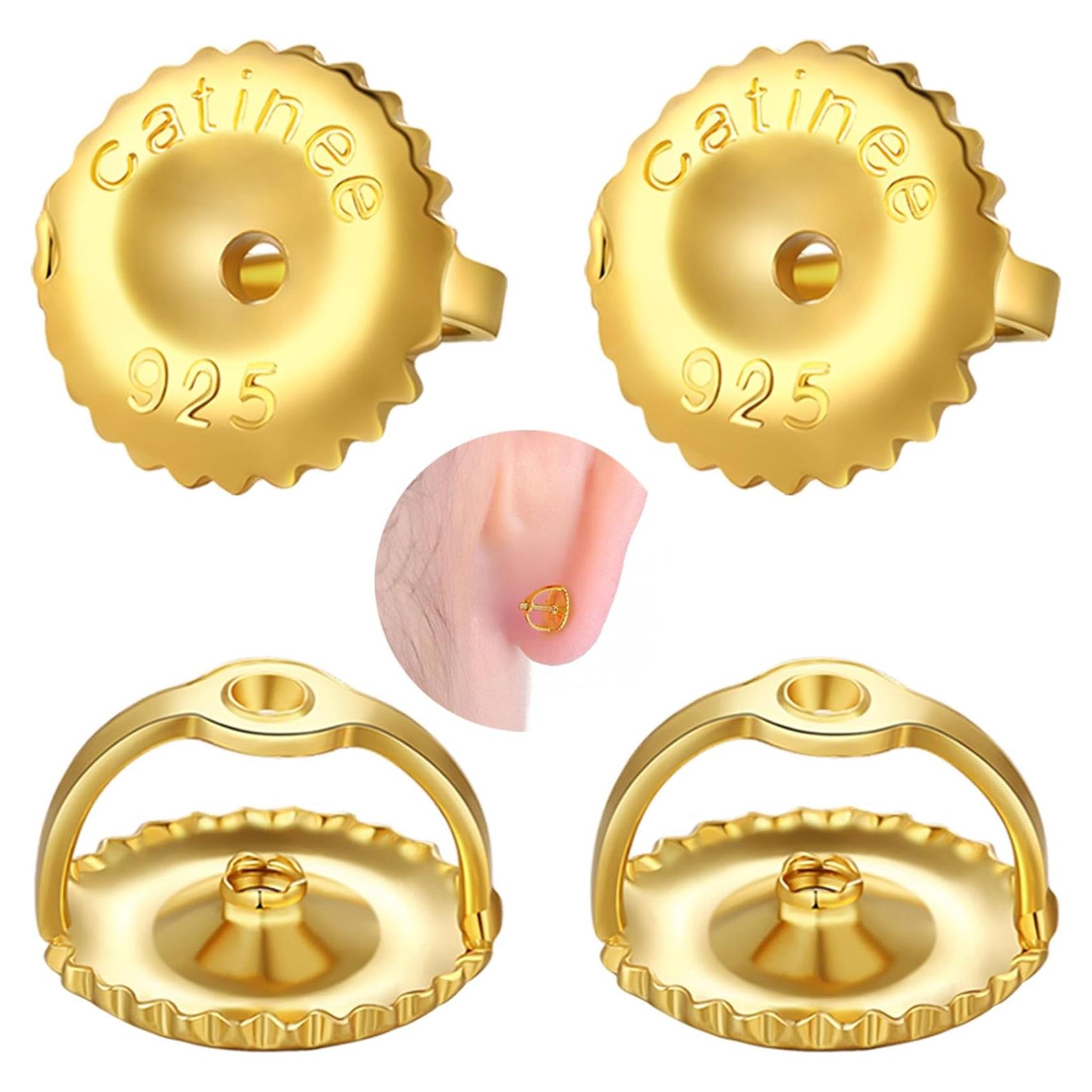 Respaldos de Aretes de Tornillo Catinee 14K Oro 2 Pares Hipoalergénicos