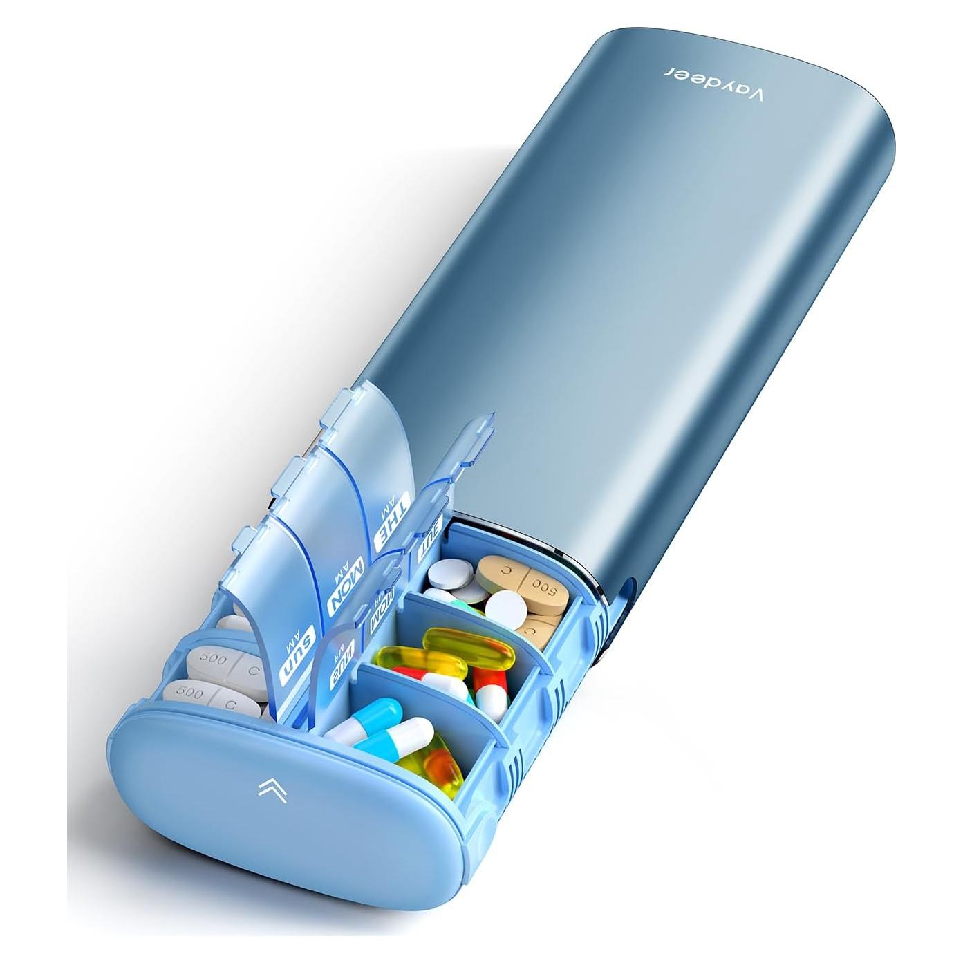 Organizador de Pastillas Semanal Vaydeer Azul 2 Veces al Día