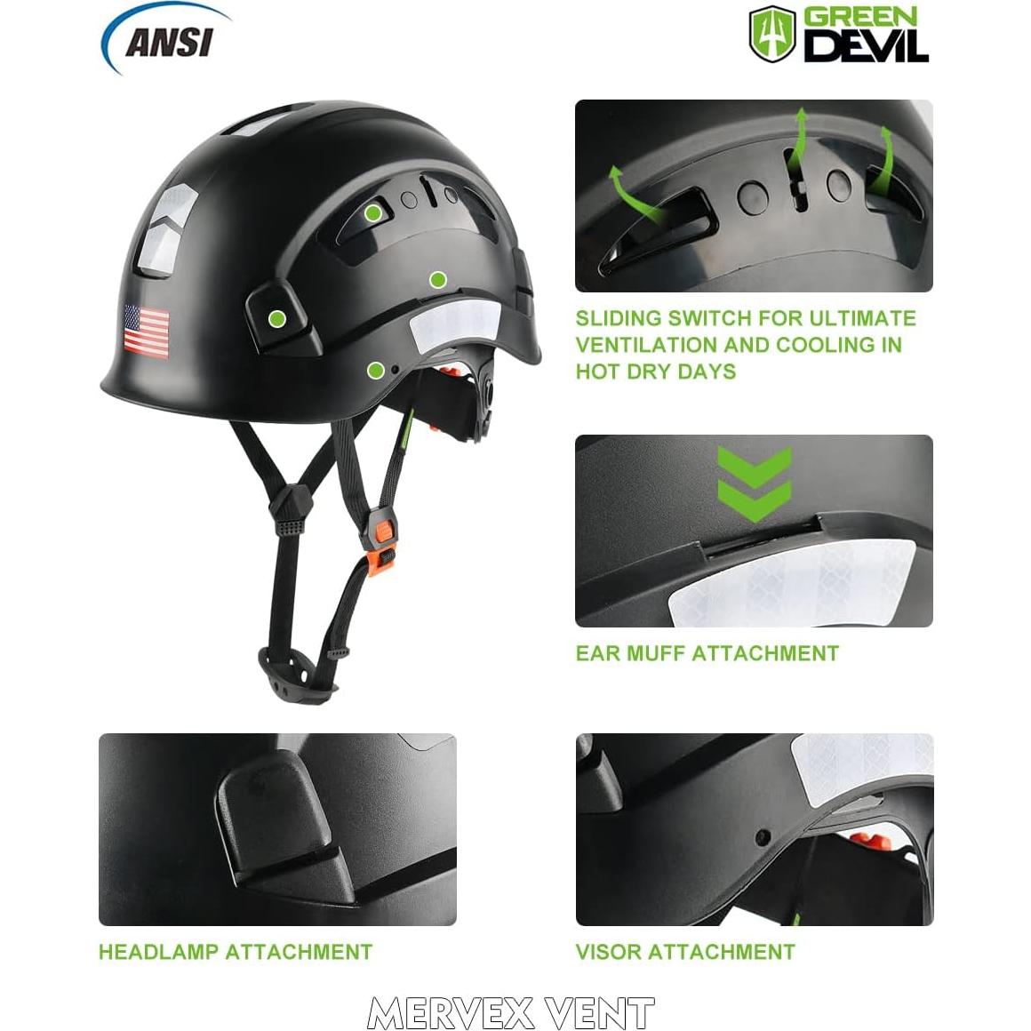 Casco de Seguridad GREEN DEVIL Mervex Vent Ajustable Negro