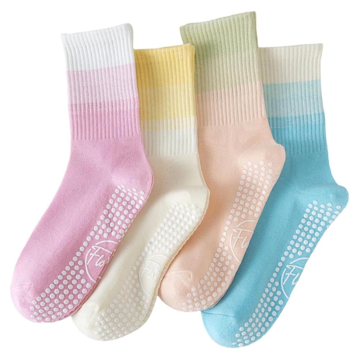 Calcetines antideslizantes para pilates mujeres - Talla única, Rosa/Azul