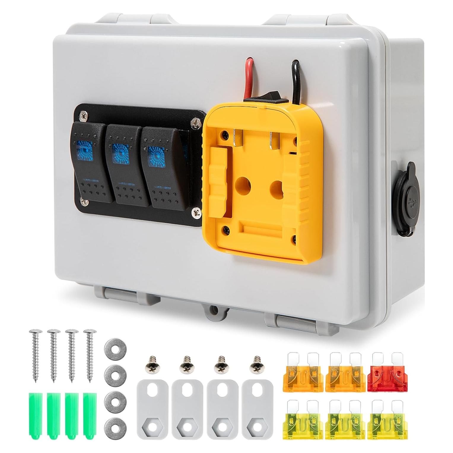 Caja de Distribución de Energía Zelvoro para Batería DeWalt 20V