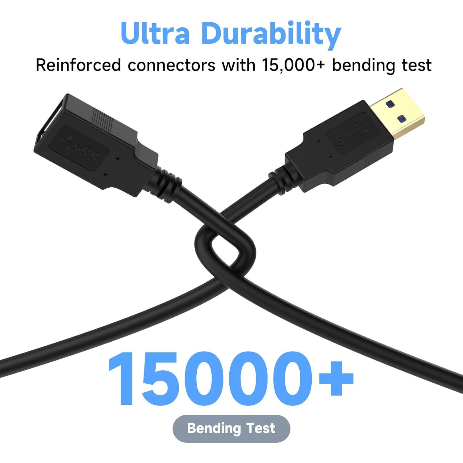 Cable de Extensión USB 3.0 Qxcynsef 4.57m 5Gbps Negro