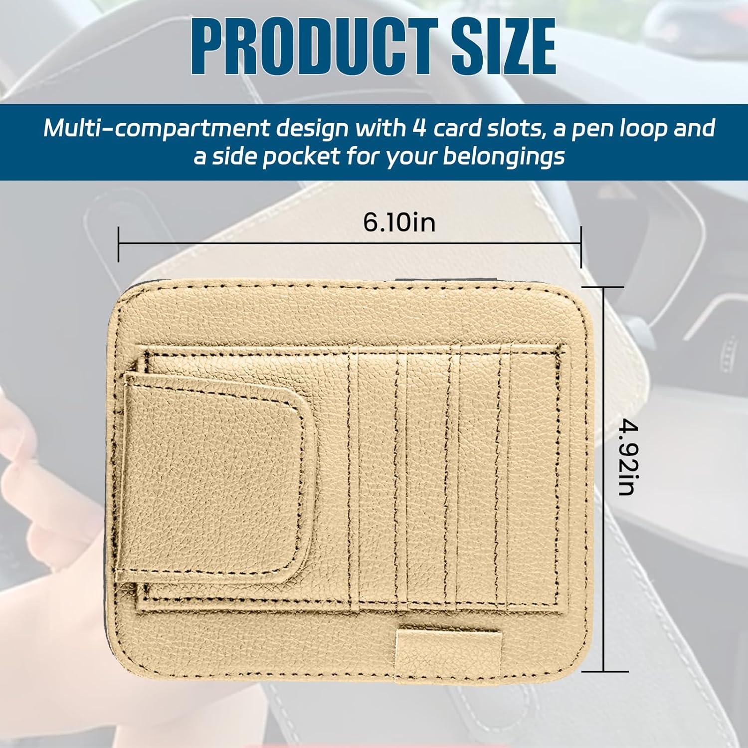 Organizador de Visera de Coche Ongfuwu Beige con Múltiples Bolsillos