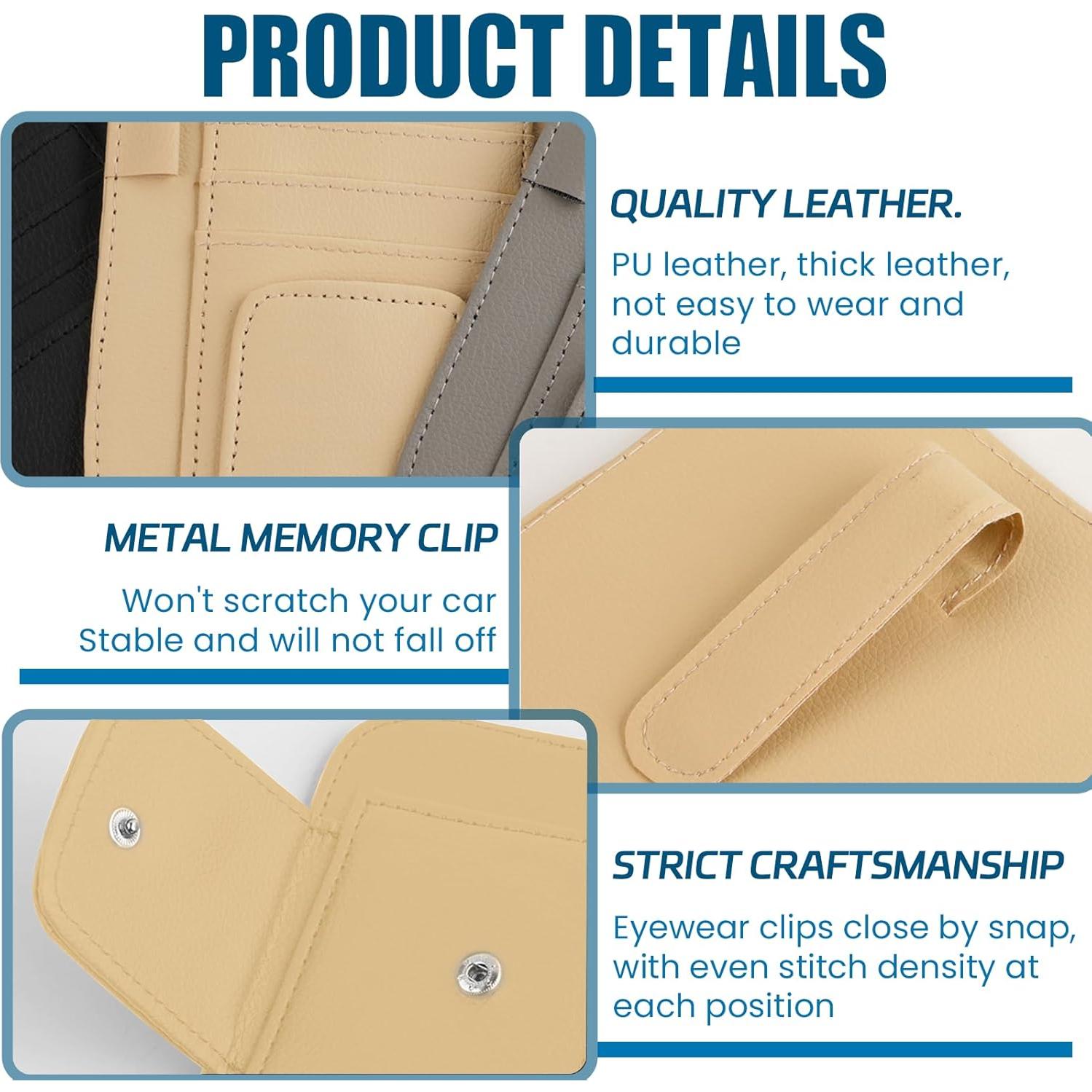 Organizador de Visera de Coche Ongfuwu Beige con Múltiples Bolsillos