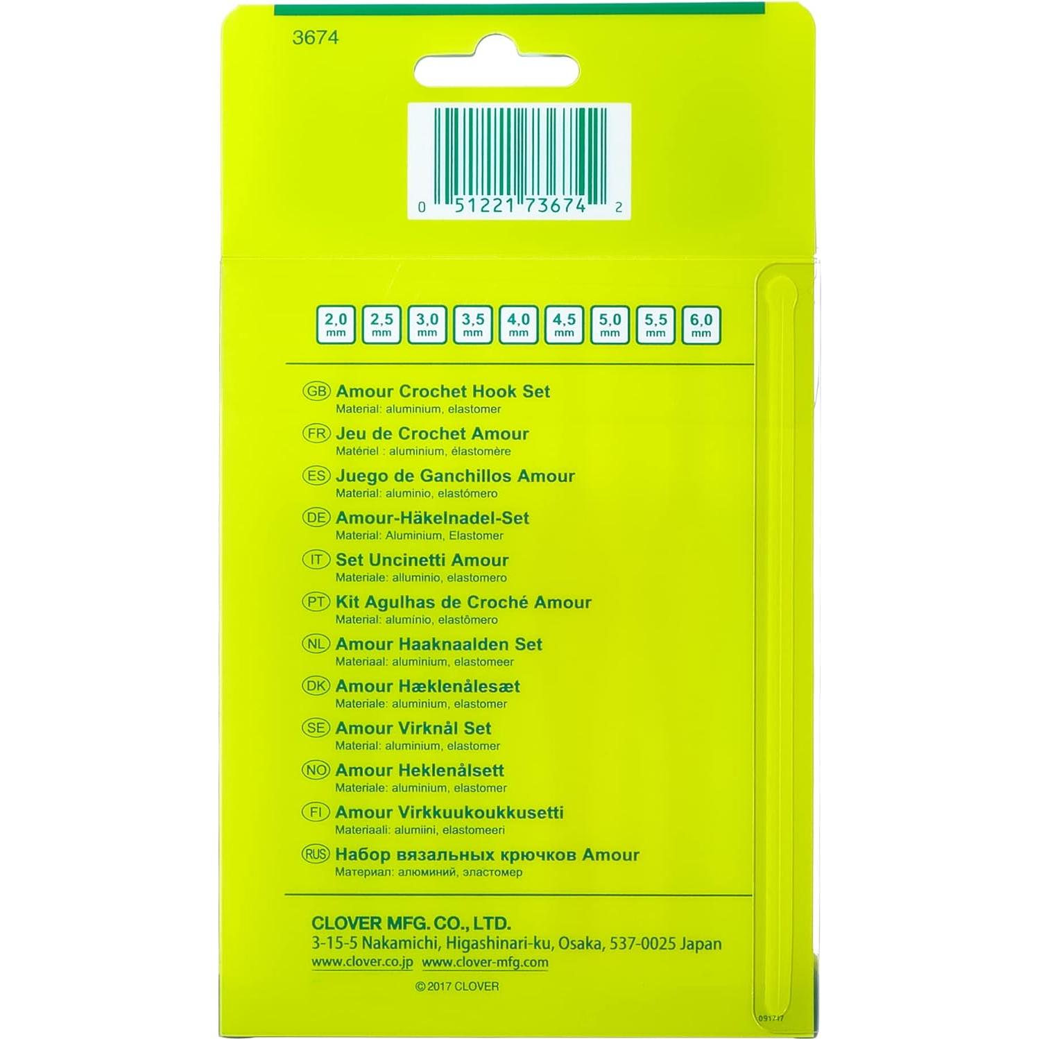 Set de Ganchillos de Crochet Clover 3674 Amour 9 Piezas