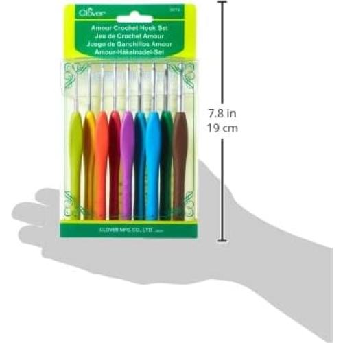 Set de Ganchillos de Crochet Clover 3674 Amour 9 Piezas