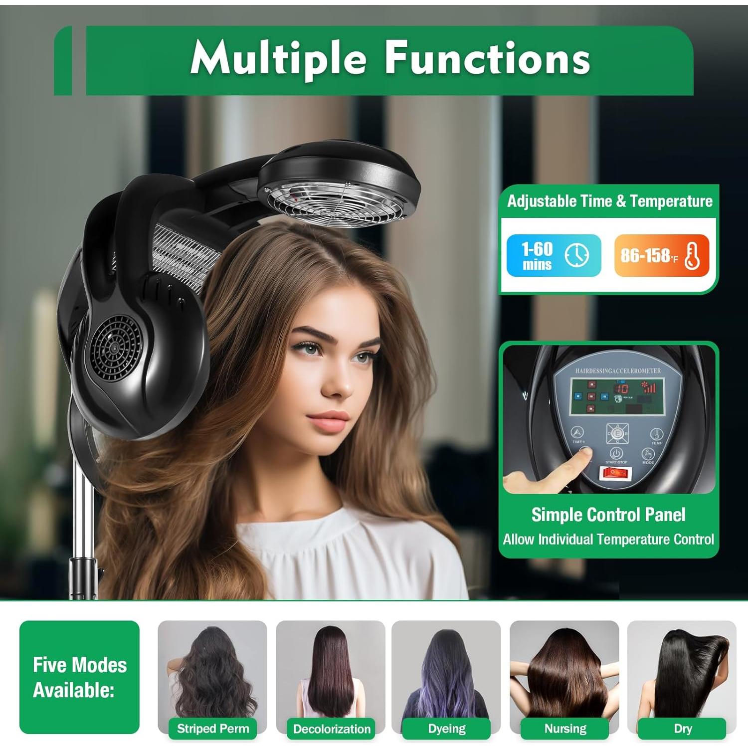 Secador de Pelo de Pie Profesional MAJIEQ 1400W Ajustable