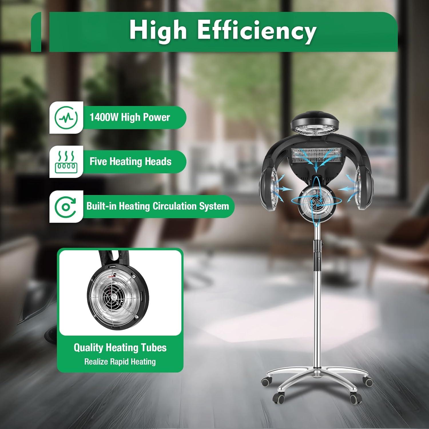 Secador de Pelo de Pie Profesional MAJIEQ 1400W Ajustable