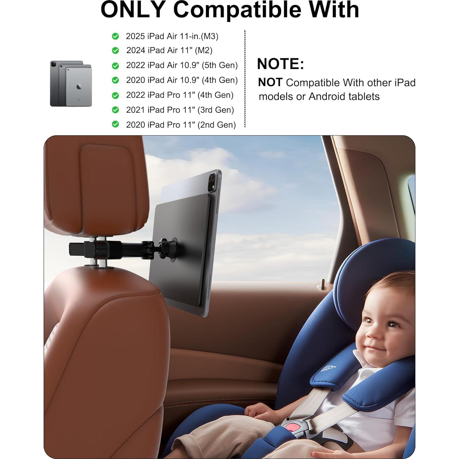 Soporte Magnético para Tablet QJYKIONE en Reposacabezas Coche