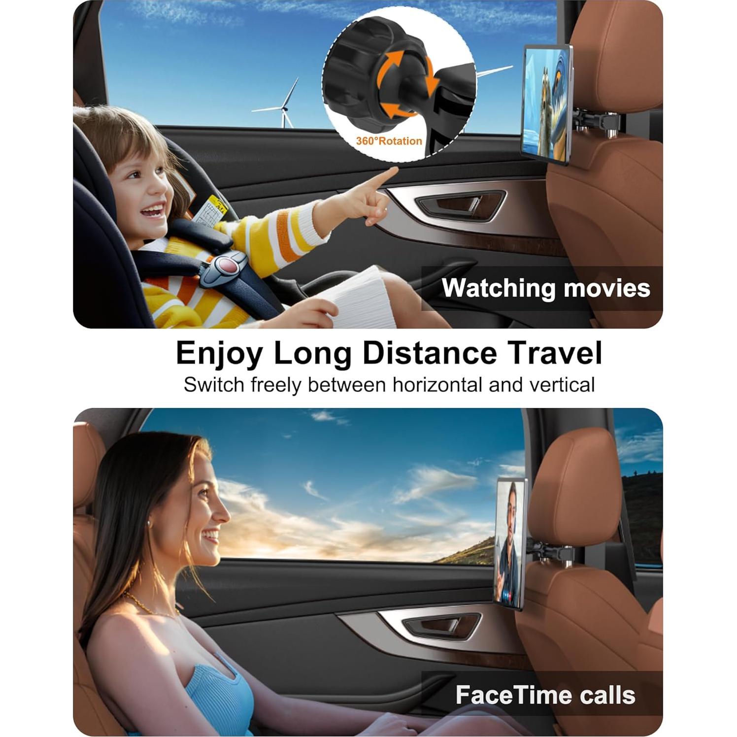 Soporte Magnético para Tablet QJYKIONE en Reposacabezas Coche