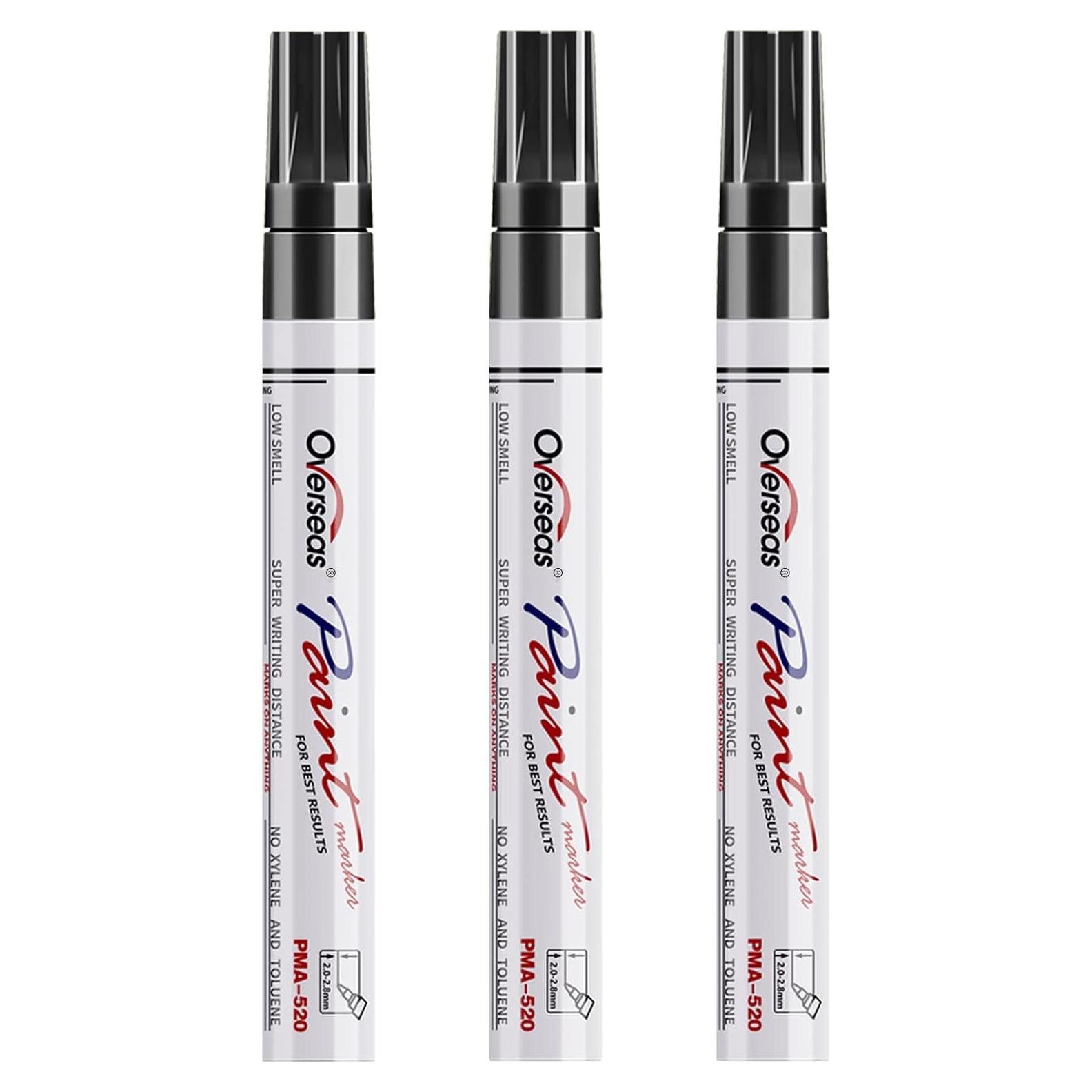 Marcadores Permanentes de Pintura Overseas - 3 Unidades Negros