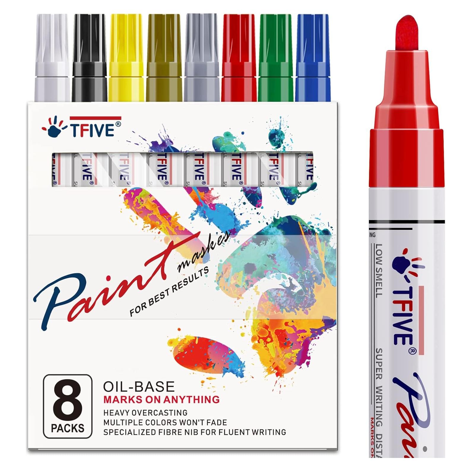 Conjunto de 8 Marcadores de Pintura TFIVE, Tinta a Base de Aceite