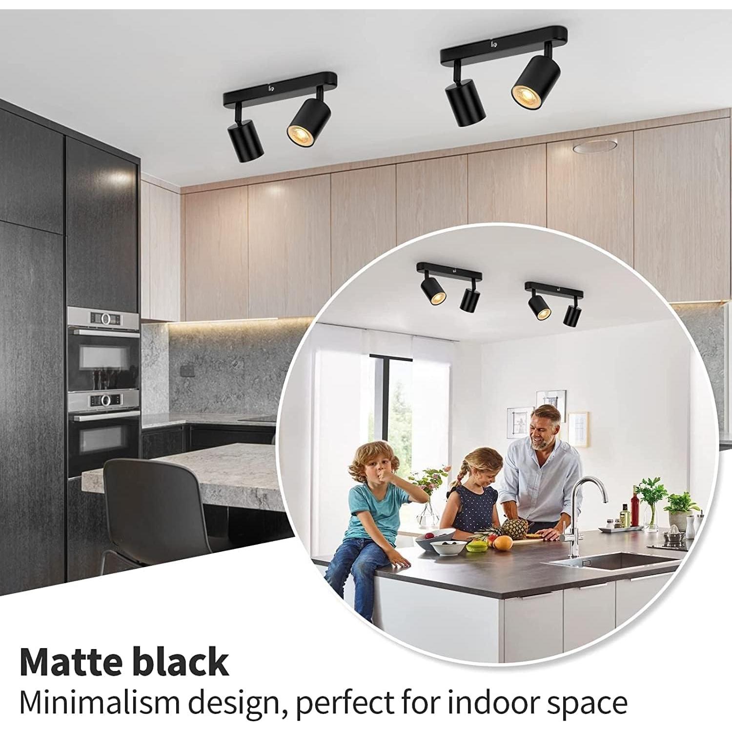 Foco de Techo Ajustable SGGSHENNAN 2 Luces GU10 Negro