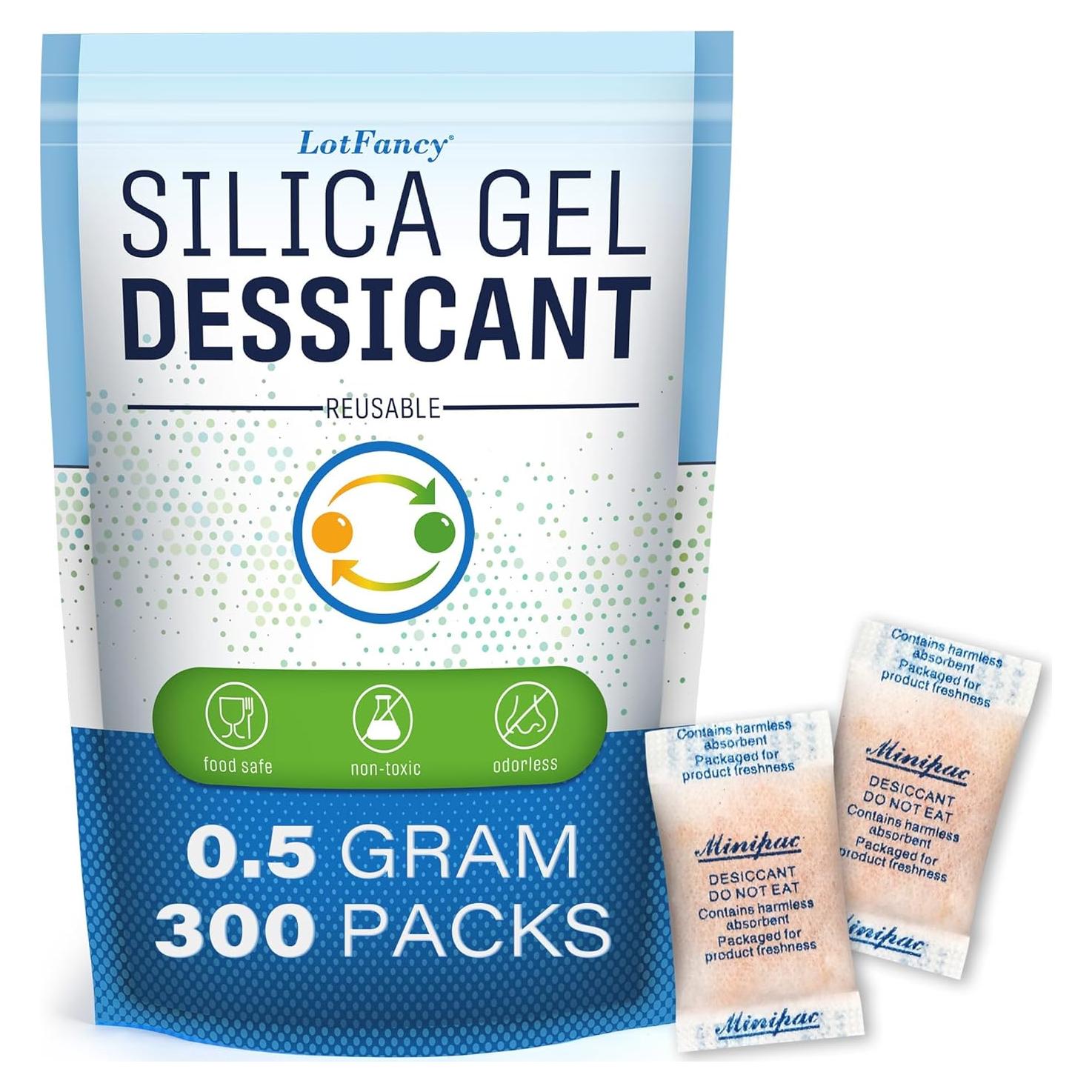 300 Paquetes de Gel de Sílice Deshidratante LotFancy 0.5g