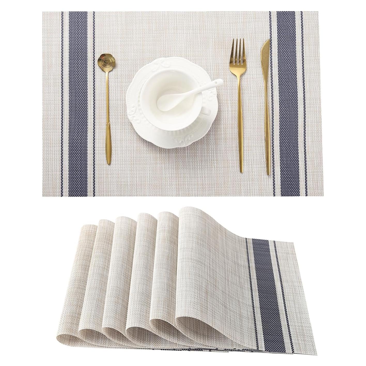 Manteles Individuales Leetaltree Caqui-Azul Juego de 6