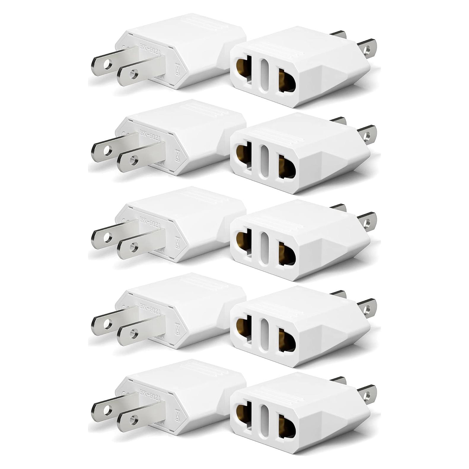 Adaptador de Enchufe Unidapt 10-Pack UE a EE. UU. Blanco
