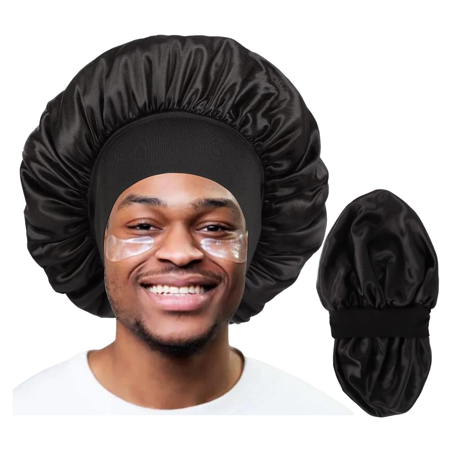 Bonete de satén reversible Himoswis para dormir - Grande, Negro