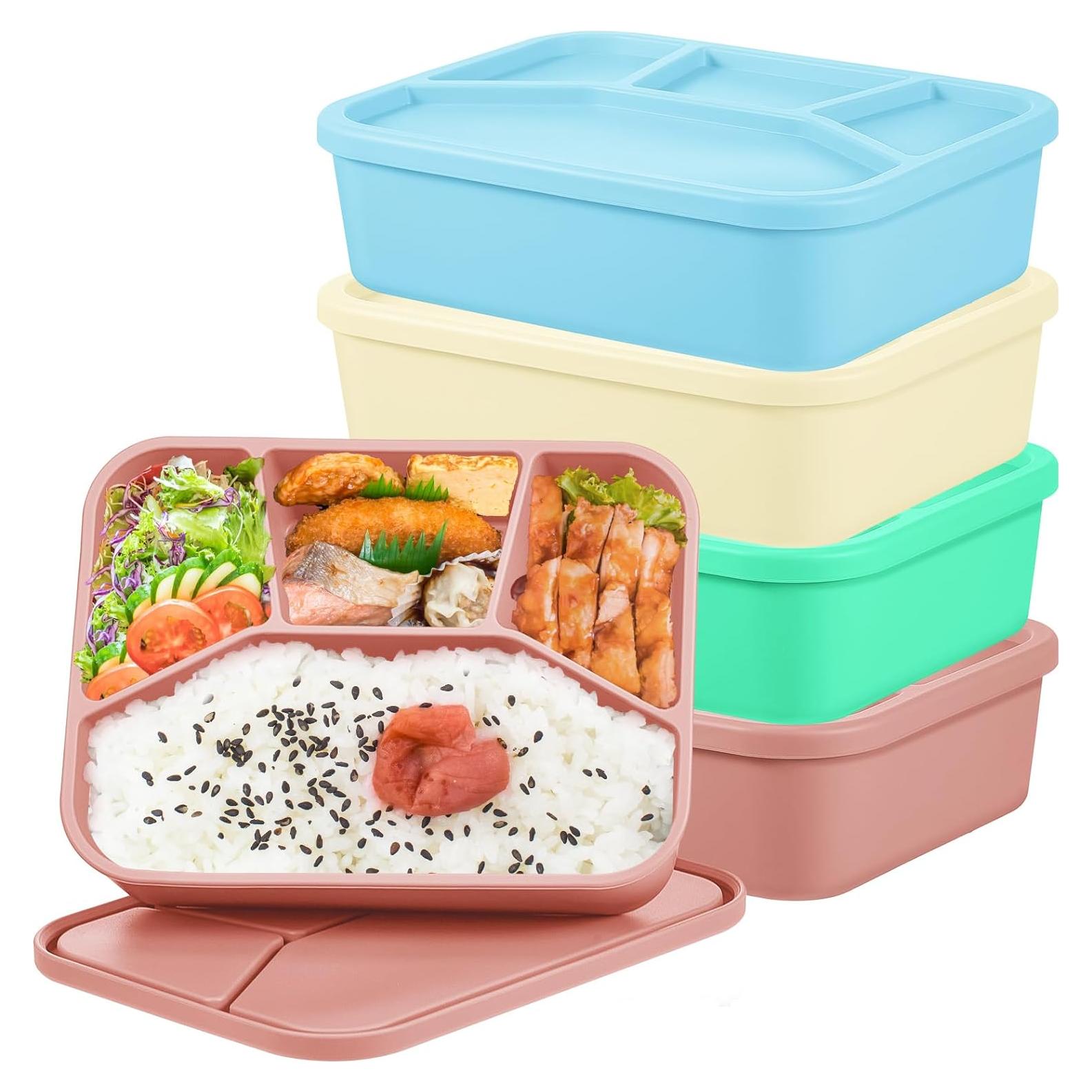 4 Cajas Bento de Silicona Ziliny Rectangulares a Prueba de Fugas