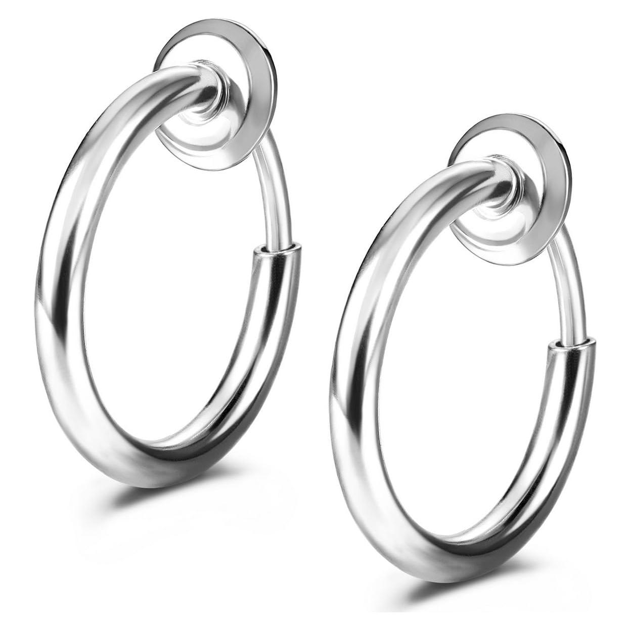Pendientes Aros Falsos Clip On JewelrieShop Plata 1 Par