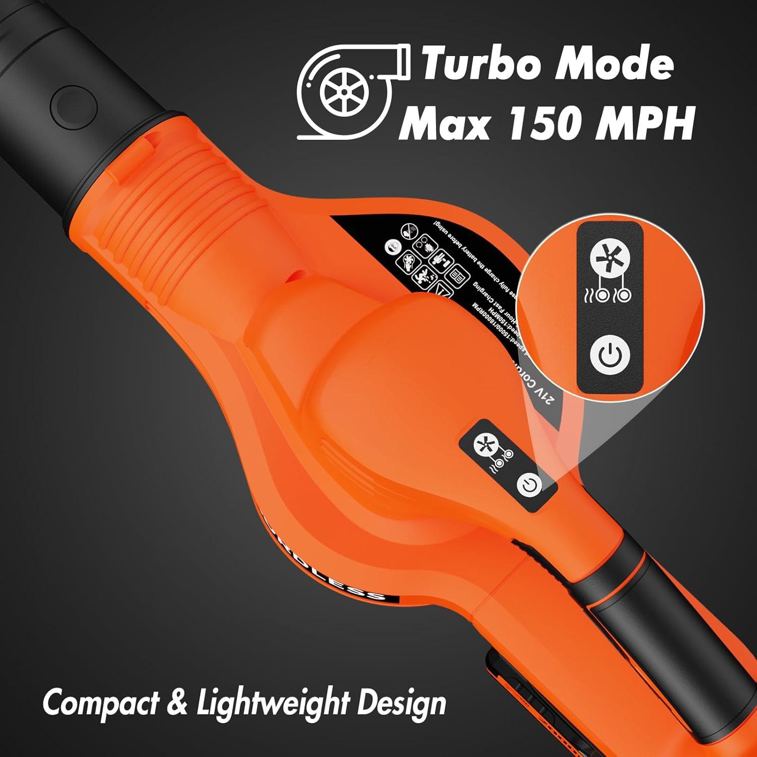 Soplador de Hojas Inalámbrico LAZYBOI 21V 2 Baterías 2.0Ah