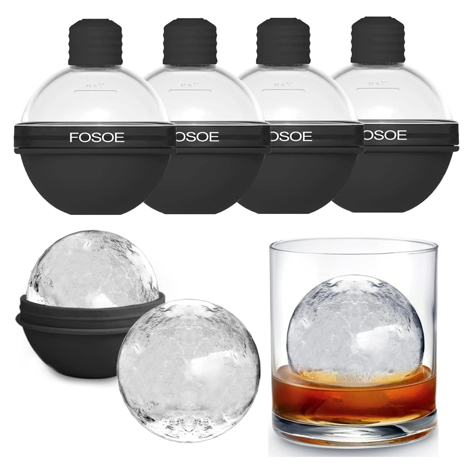 Moldes de Hielo Redondos FOSOE - Set de 4 Silicona 6.35 cm