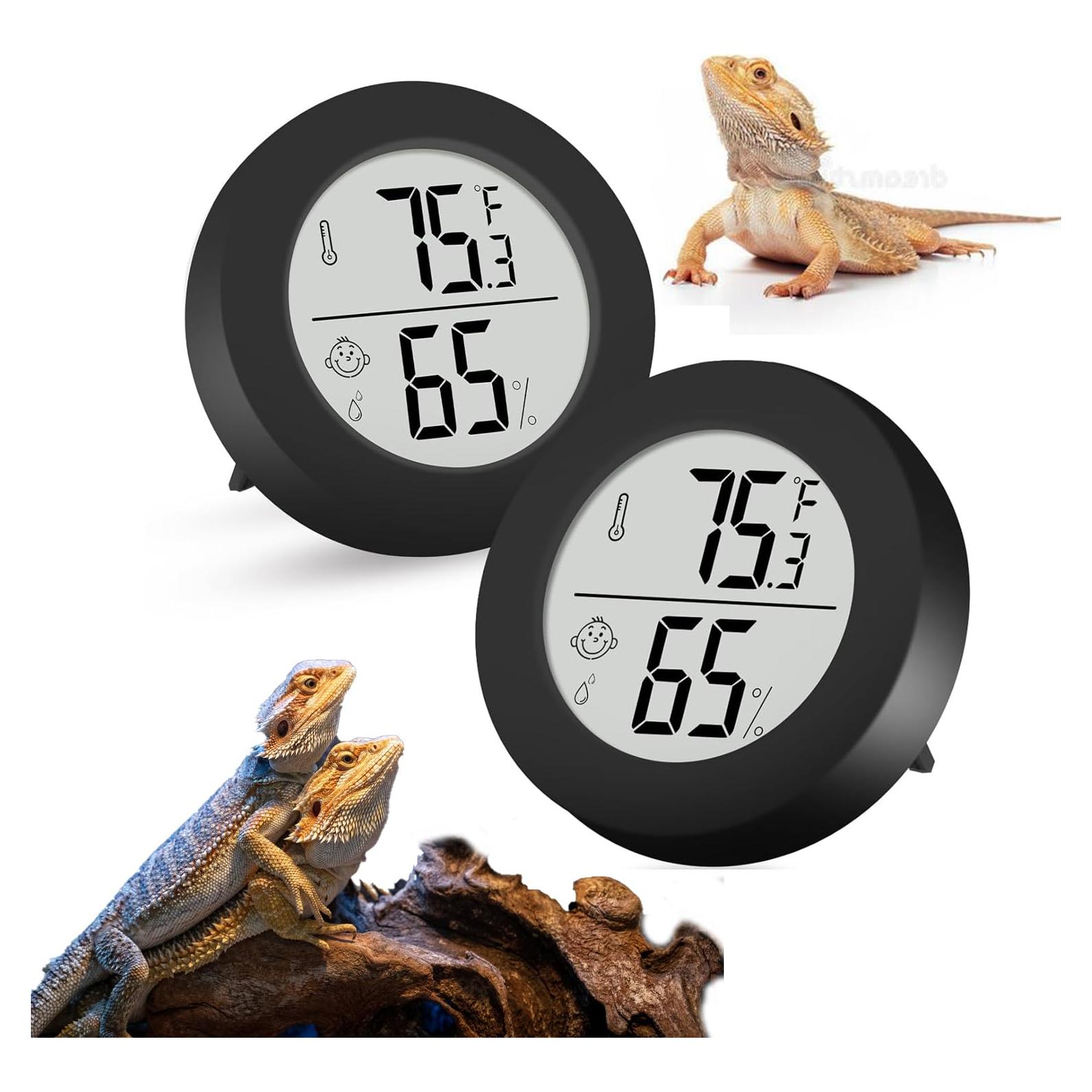 Termómetro y Higrómetro Digital para Reptiles Thlevel - Paquete de 2