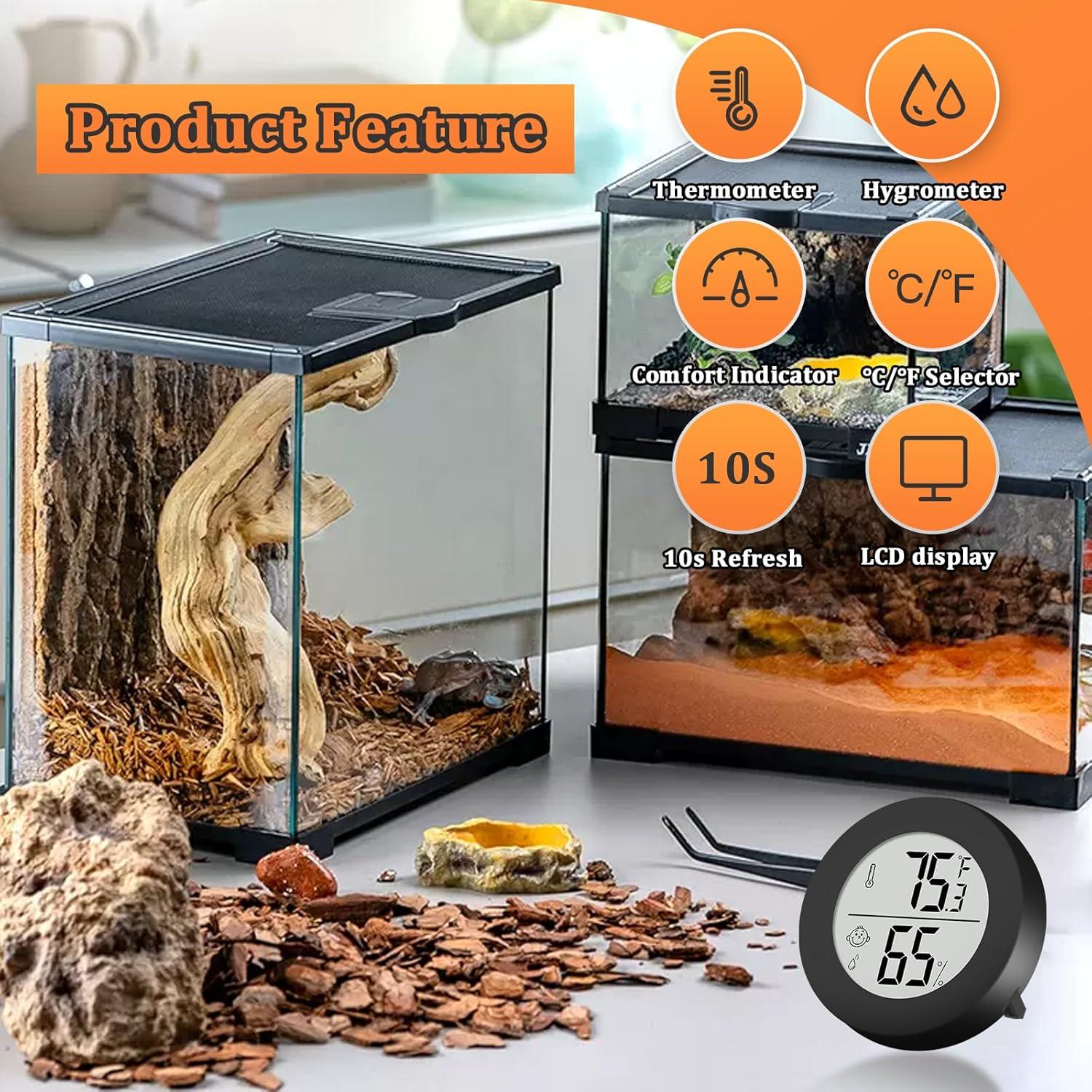Termómetro y Higrómetro Digital para Reptiles Thlevel - Paquete de 2