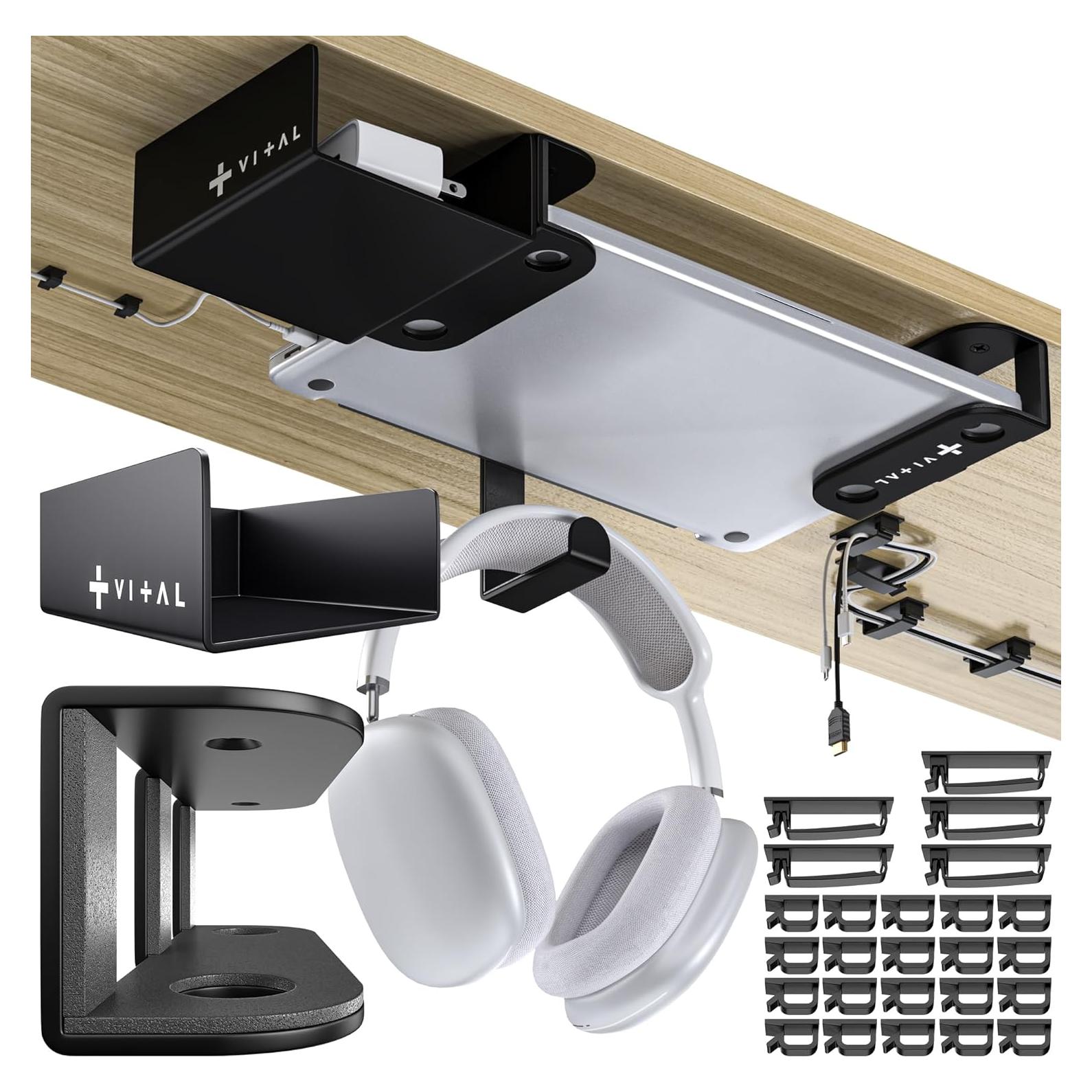 Soporte de Laptop Bajo Escritorio VI+AL Deluxe con Almacenamiento