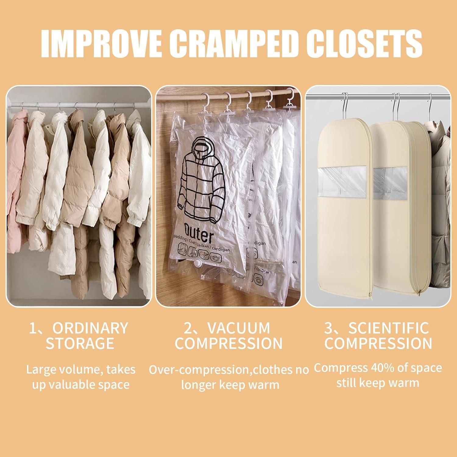 Bolsa de Ropa Colgante Tldcdte 2Pcs Beige 132x58x15cm