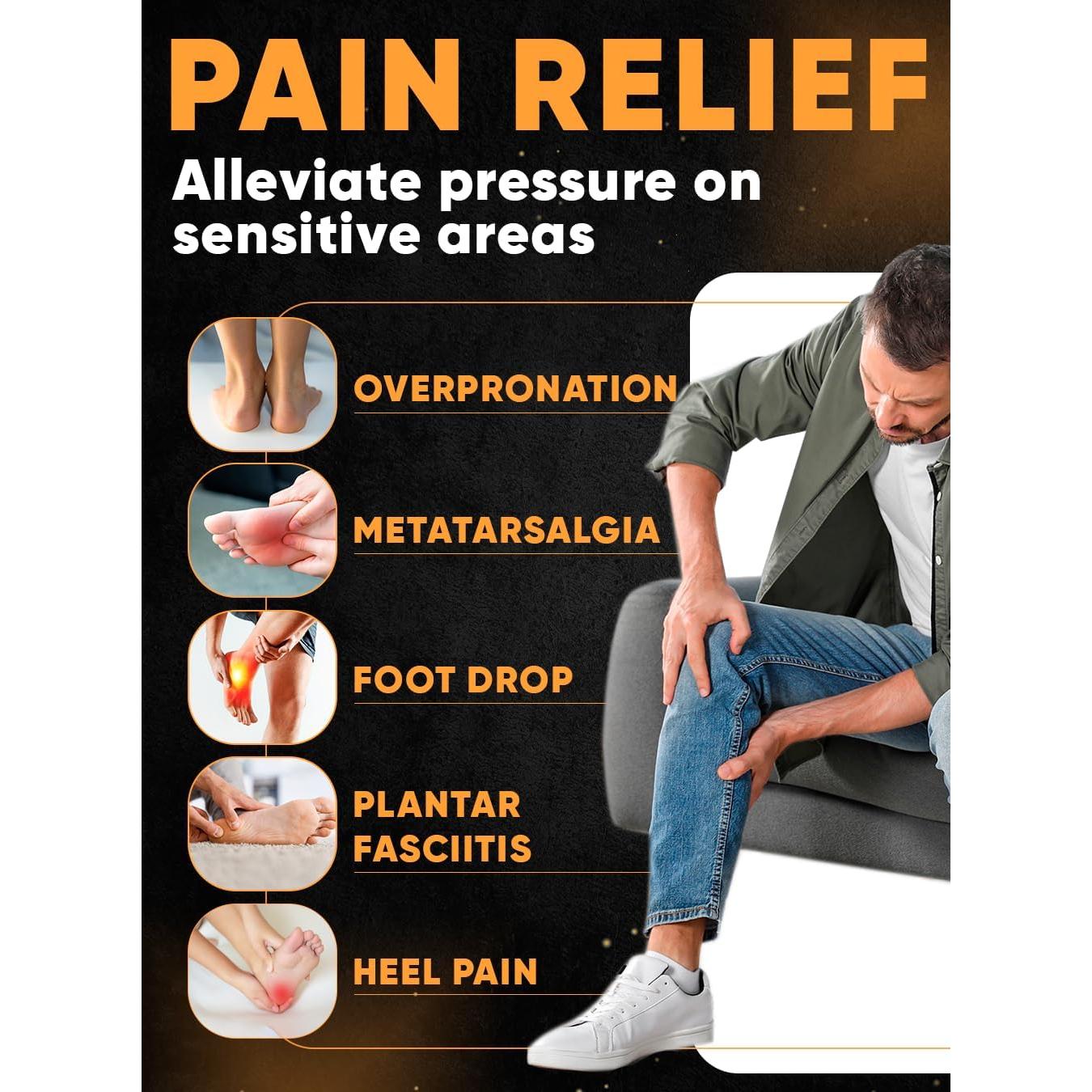 Plantillas Ortopédicas CRUVHEAL Arco Alto para Fascitis Plantar - Negro S