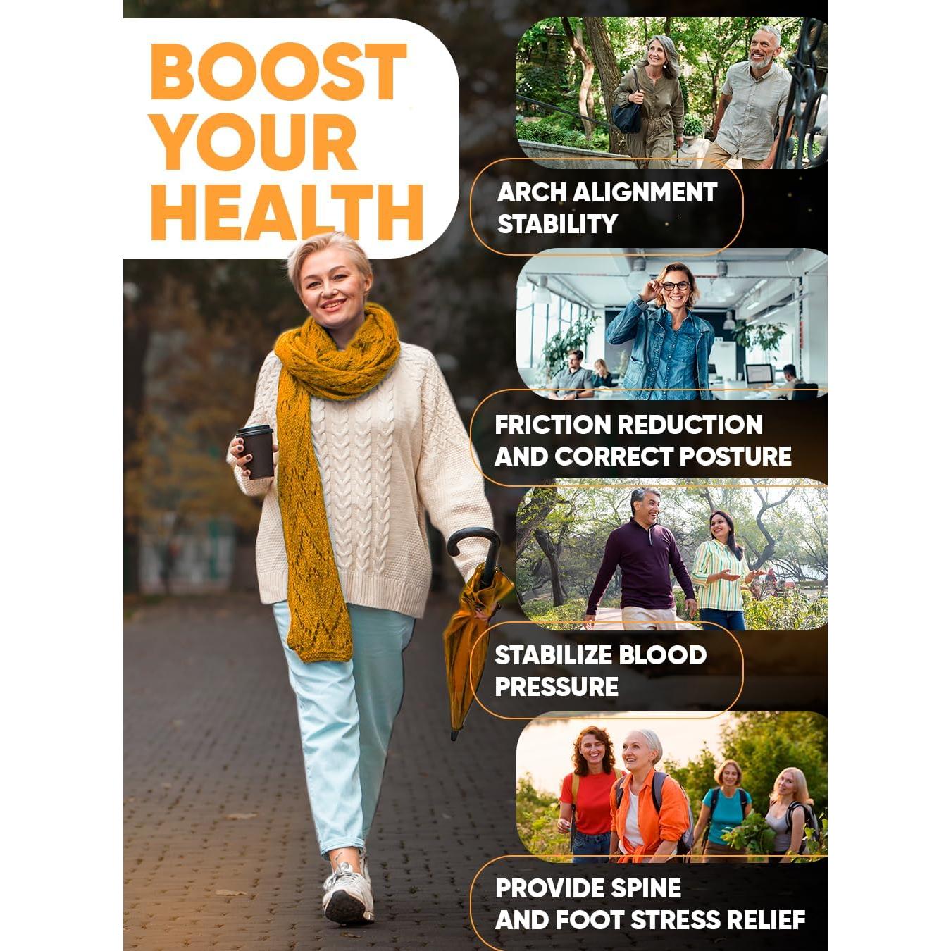 Plantillas Ortopédicas CRUVHEAL Arco Alto para Fascitis Plantar - Negro S