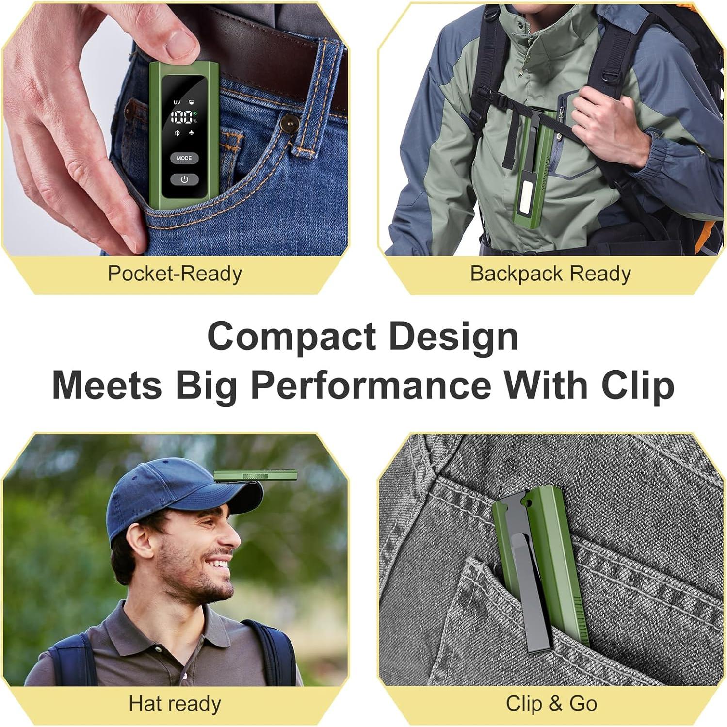 Linterna Recargable EDC Pro 4-en-1 800 Lúmenes Verde