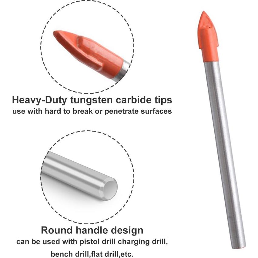 Juego de Brocas de Carburo Gunpla 10 Piezas 6mm para Vidrio y Azulejo