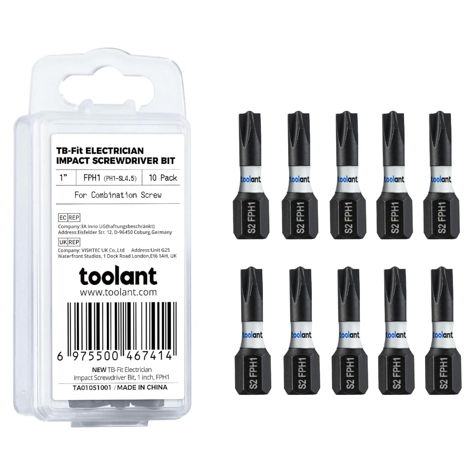 Set de Puntas de Destornillador Toolant TB-Fit, 10 Piezas, Acero S2