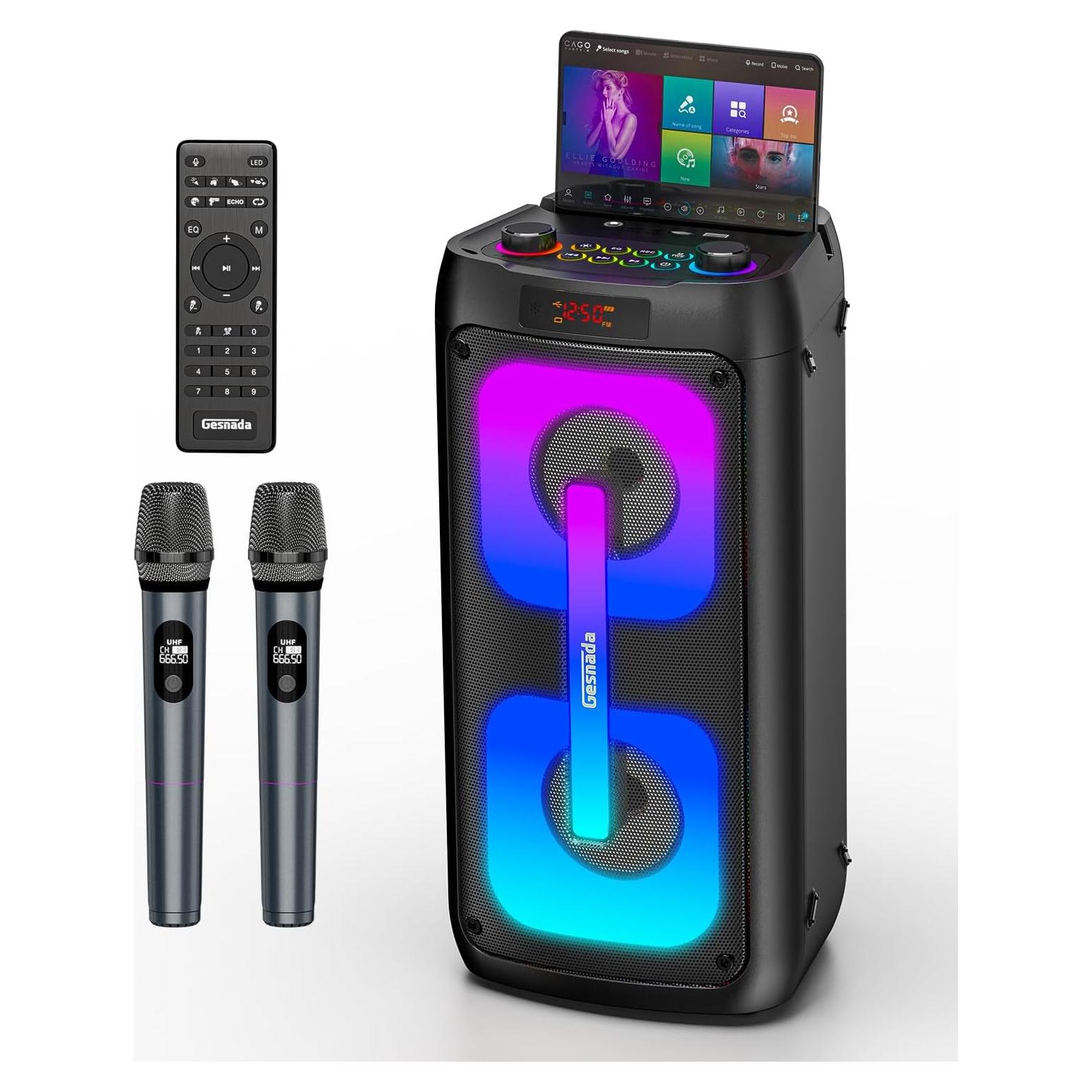 Máquina de Karaoke Gesnada K68 con 2 Micrófonos Inalámbricos