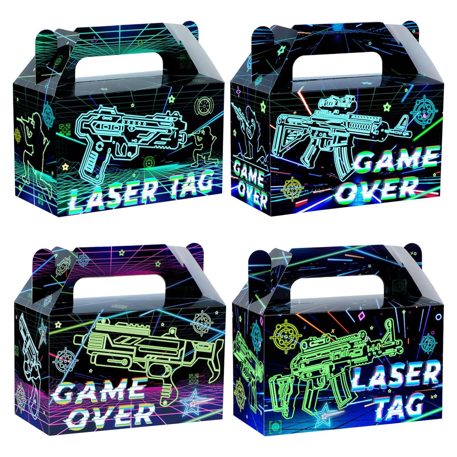 12 Cajas de Regalo Neon Laser Tag 15x7.6x9.1 cm