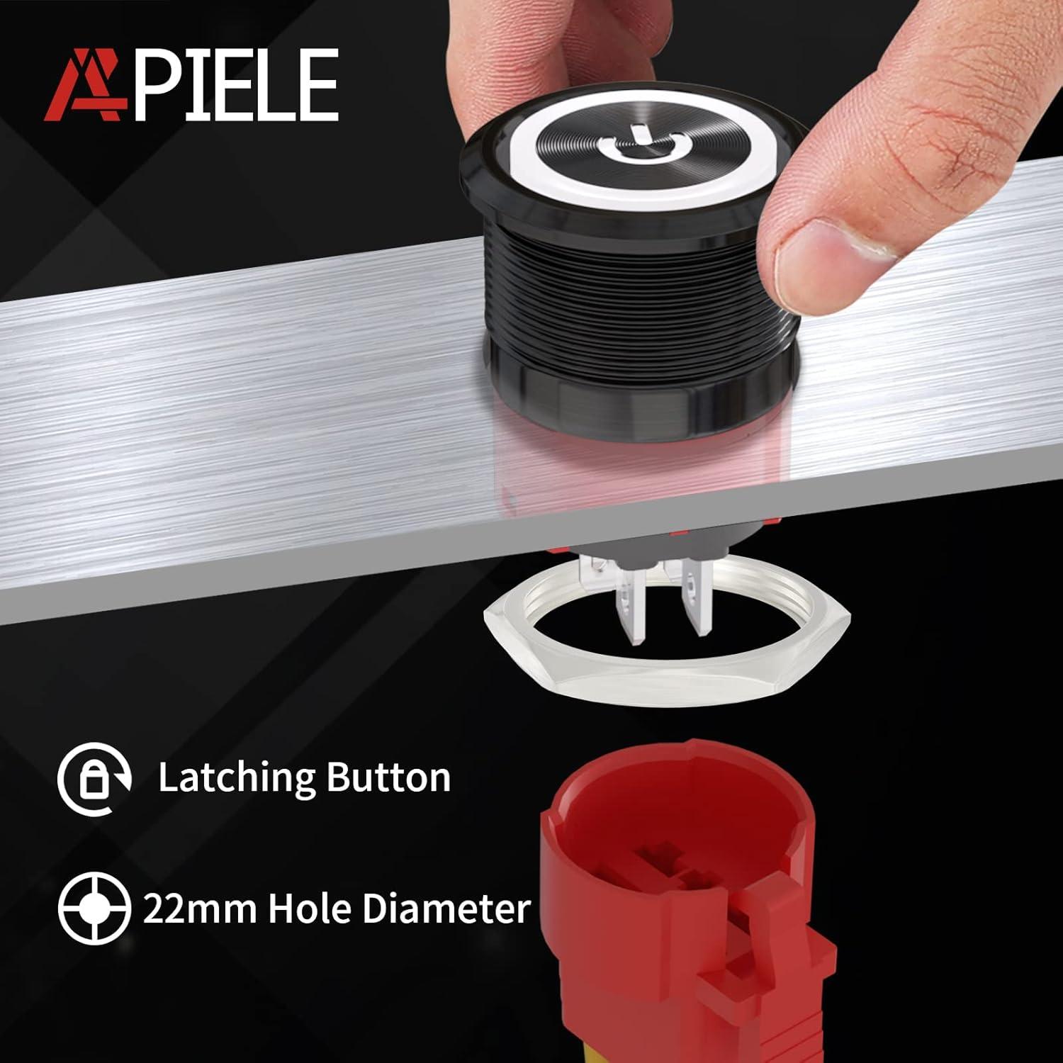 Interruptor Pulsador 22mm APIELE 12V 10A Metal IP65