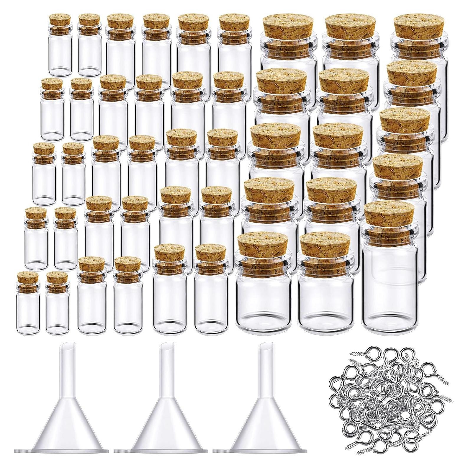 Sherli 45 Botellas de Vidrio Mini con Tapones de Corcho 0.5-10ml