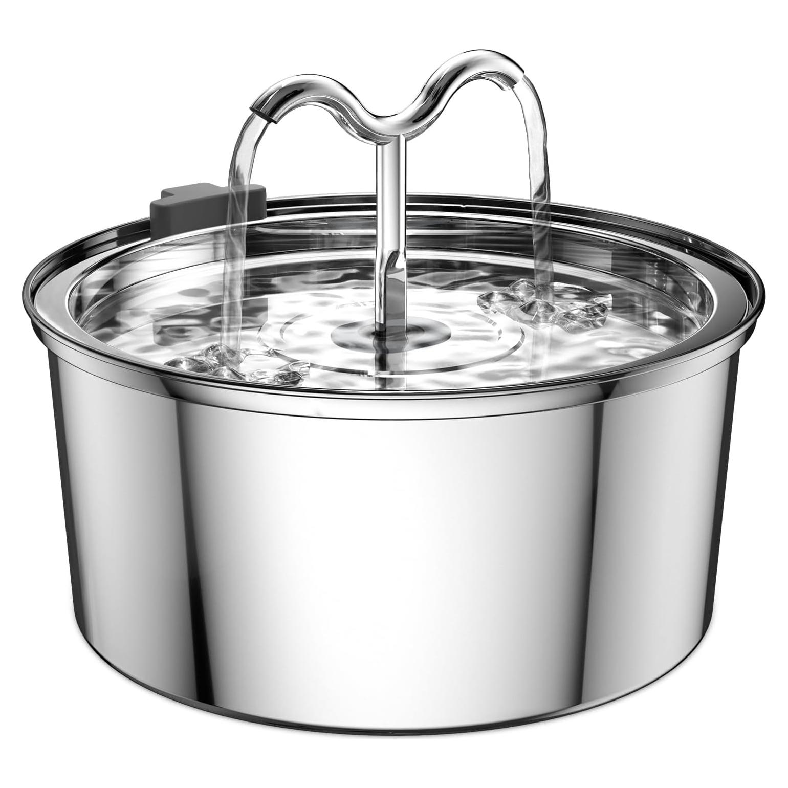 Fuente de Agua para Gatos DOOOB 3.2L Acero Inoxidable Ultra-Silenciosa