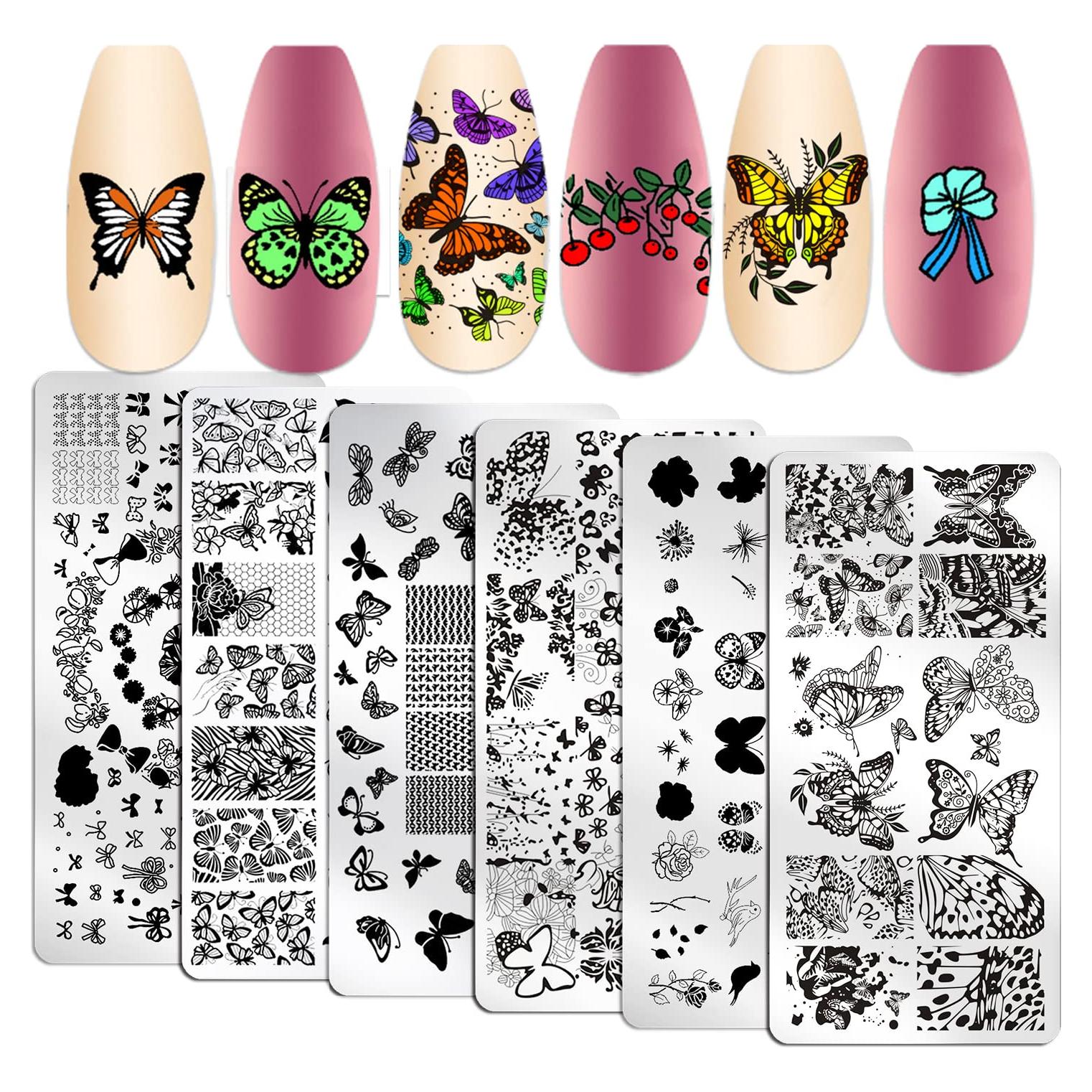 Kit de Estampado de Uñas WOKOTO 6 Placas Mariposa 12x6cm