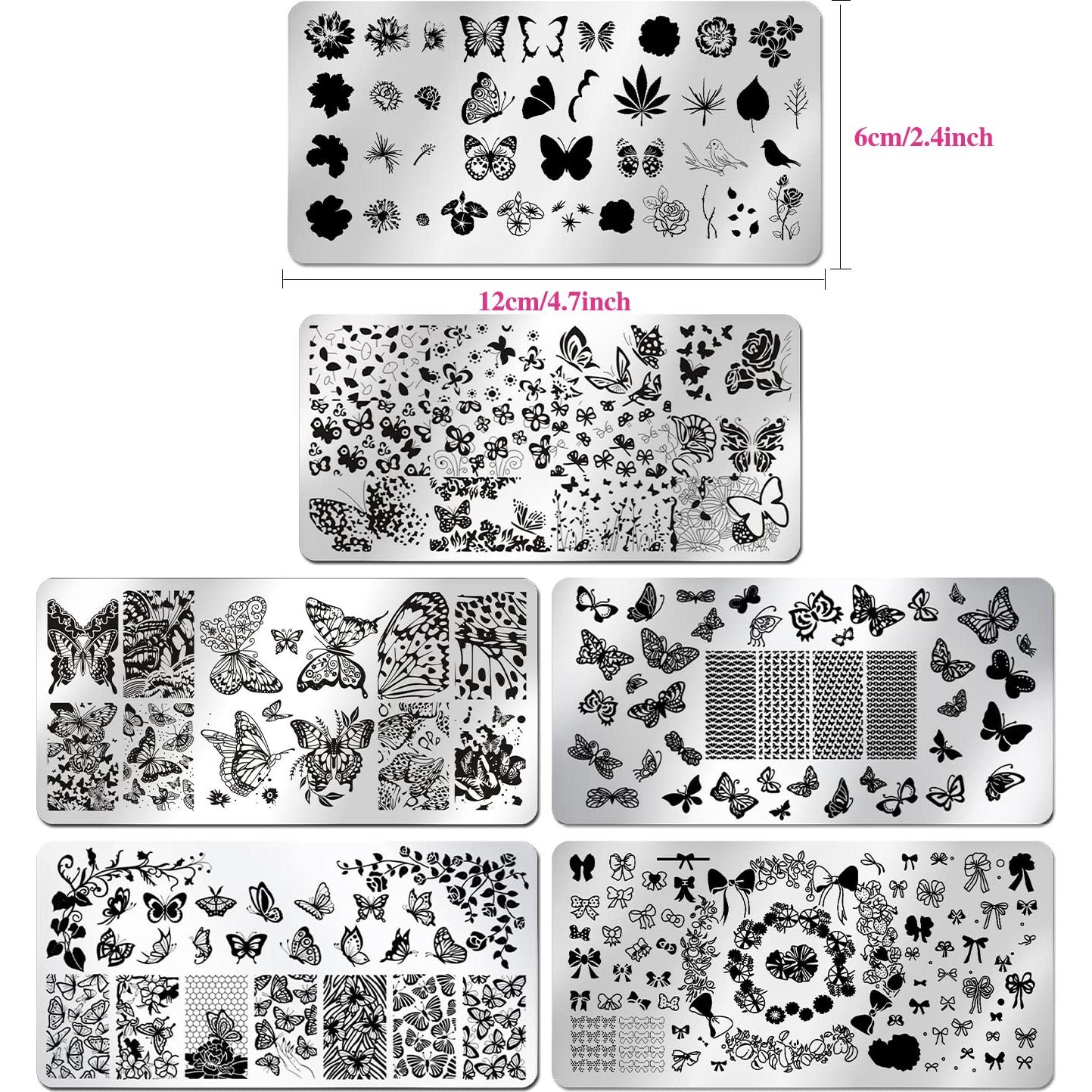 Kit de Estampado de Uñas WOKOTO 6 Placas Mariposa 12x6cm
