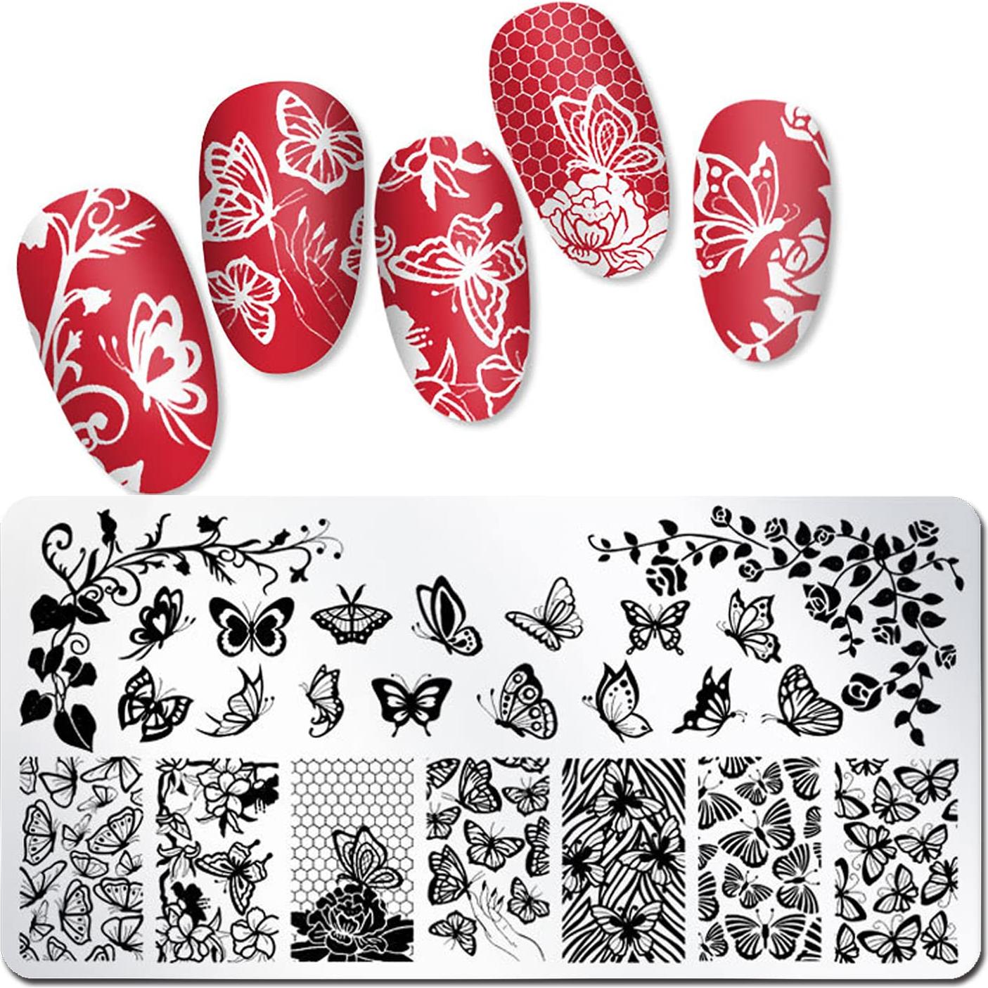 Kit de Estampado de Uñas WOKOTO 6 Placas Mariposa 12x6cm