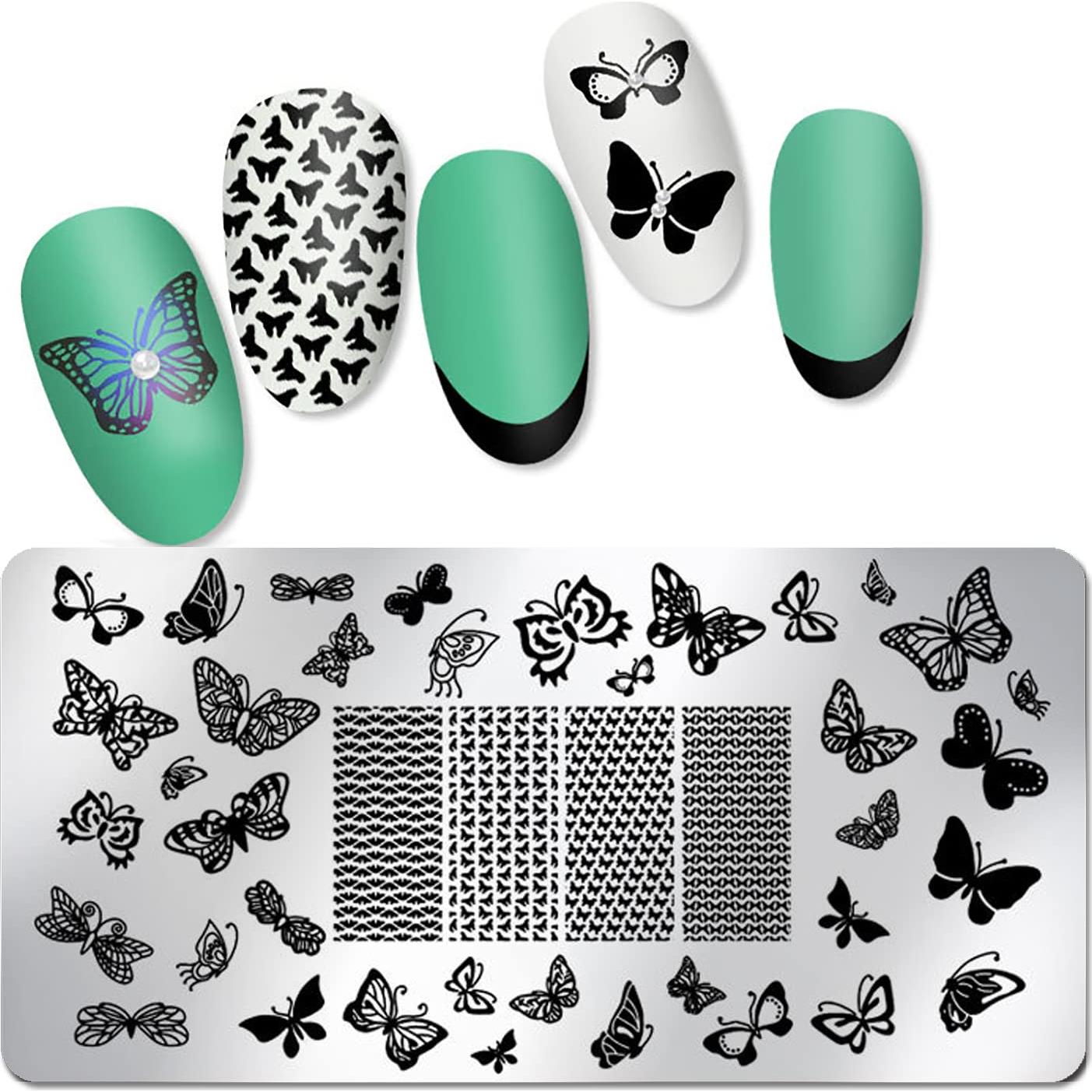 Kit de Estampado de Uñas WOKOTO 6 Placas Mariposa 12x6cm