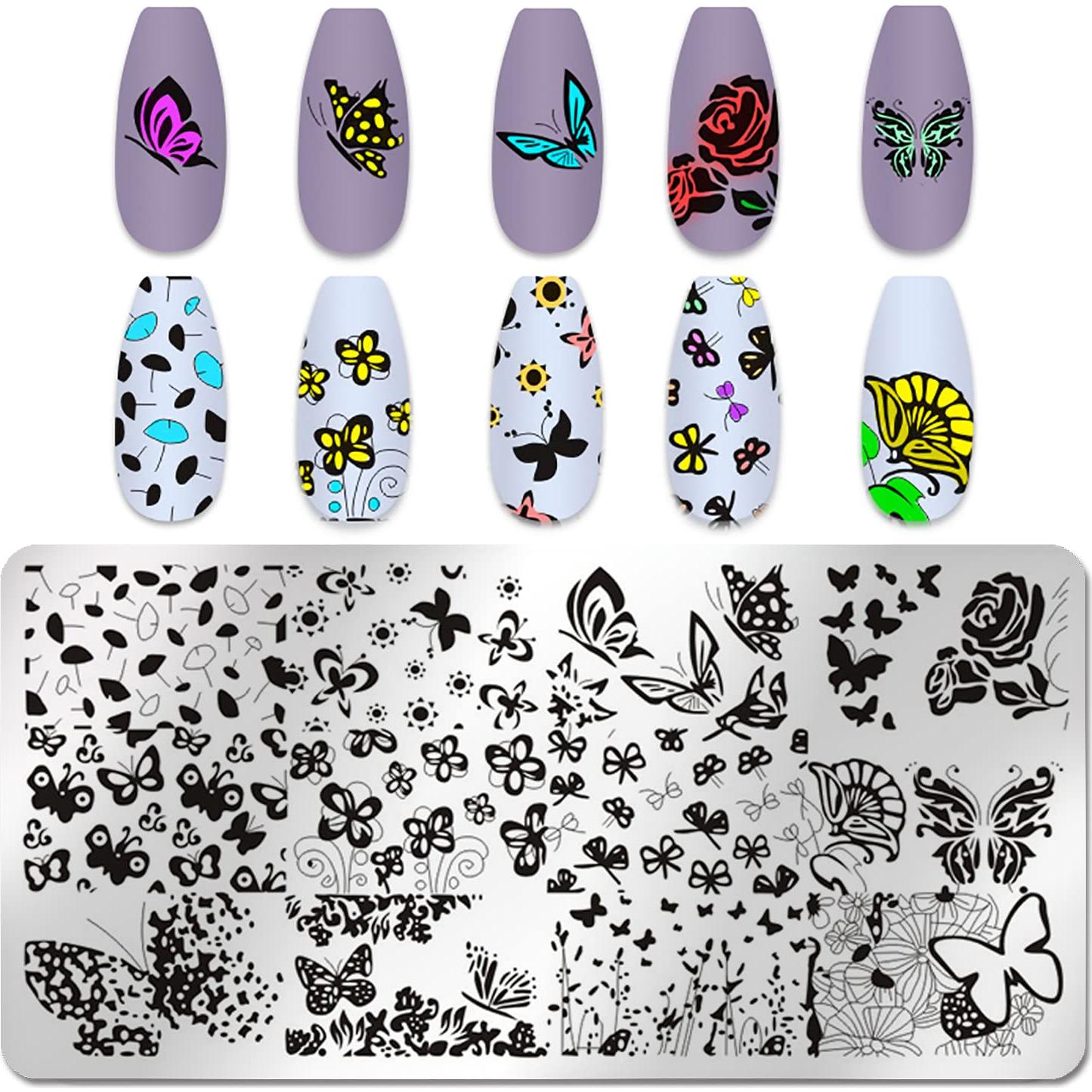 Kit de Estampado de Uñas WOKOTO 6 Placas Mariposa 12x6cm