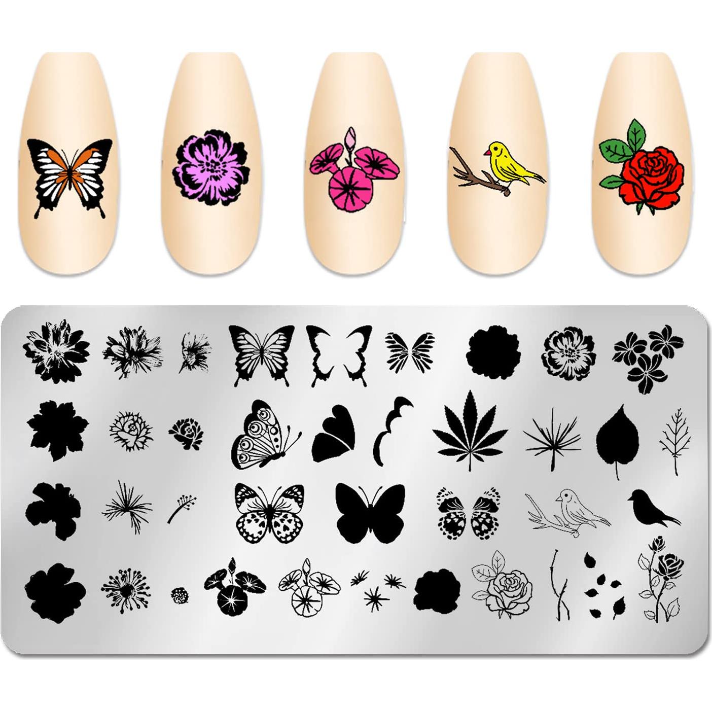 Kit de Estampado de Uñas WOKOTO 6 Placas Mariposa 12x6cm