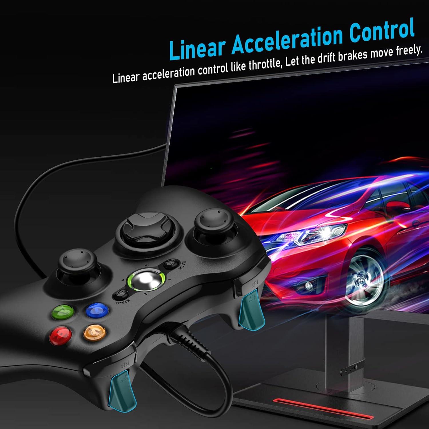 Controlador Etpark con cable para Xbox 360 y PC - Negro