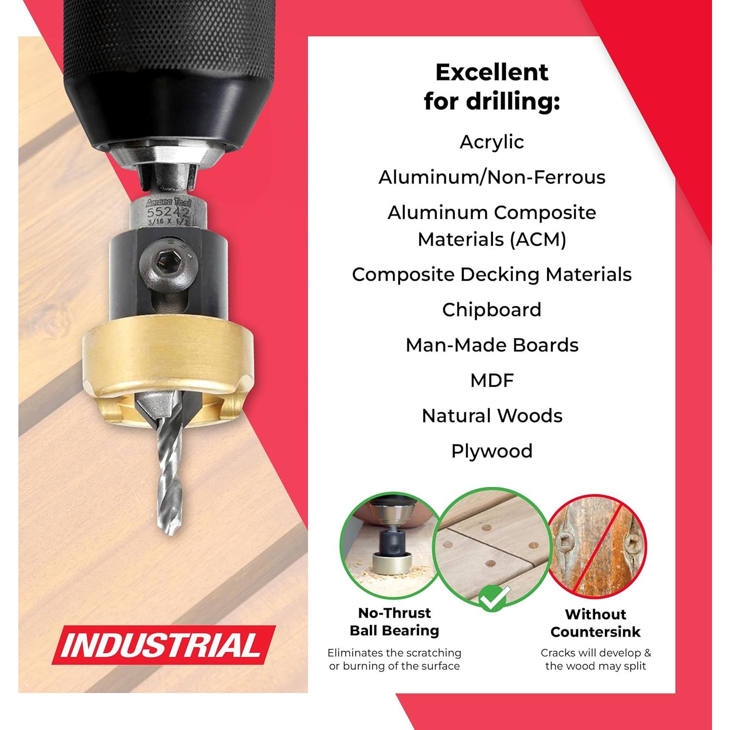 Broca de Avellanado Amana Tool 82° 1/2" x 3/16" HSS