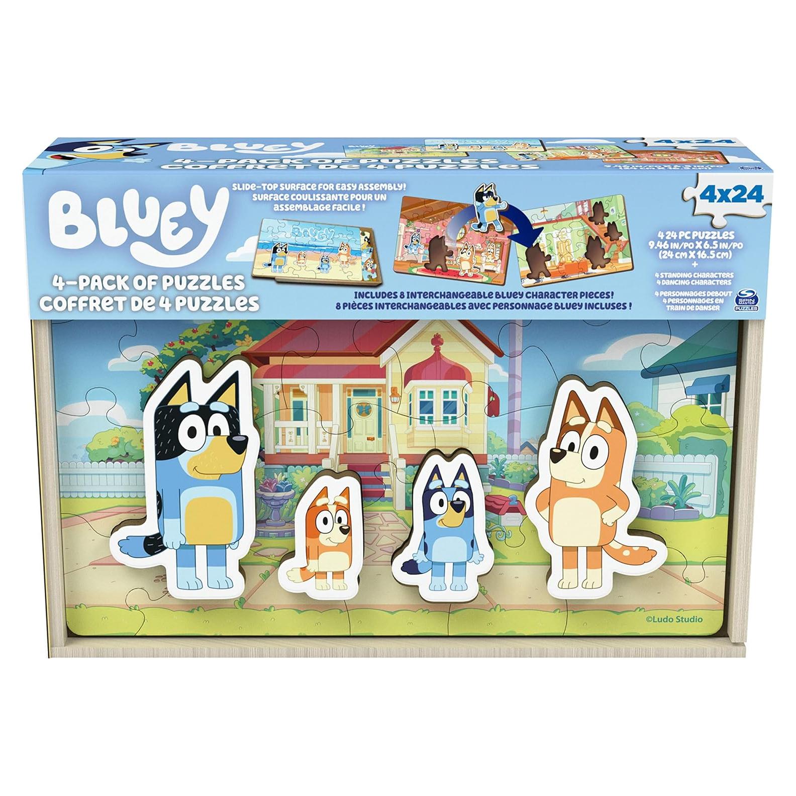 Rompecabezas de Madera Bluey Spin Master - Paquete de 4, 24 Piezas